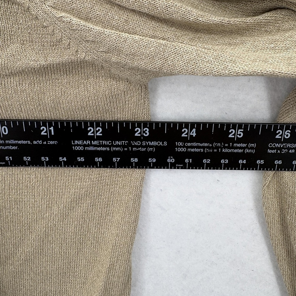 Jos A Bank Sweater Mens Medium Tan 100% Silk Long Sleeve Polo Pullover Knit - Picture 6 of 10